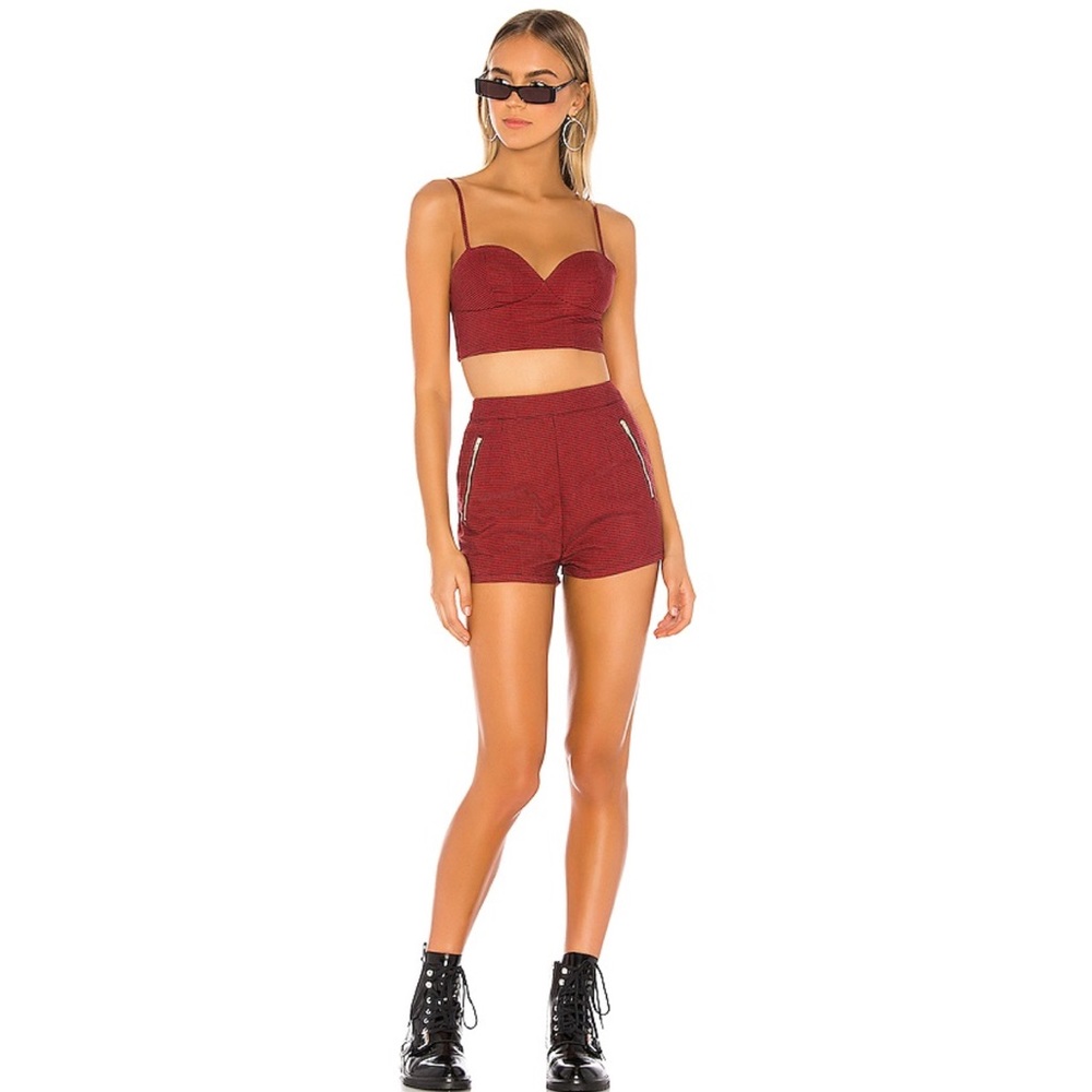 Superdown Chloe Short Set in Red & Black